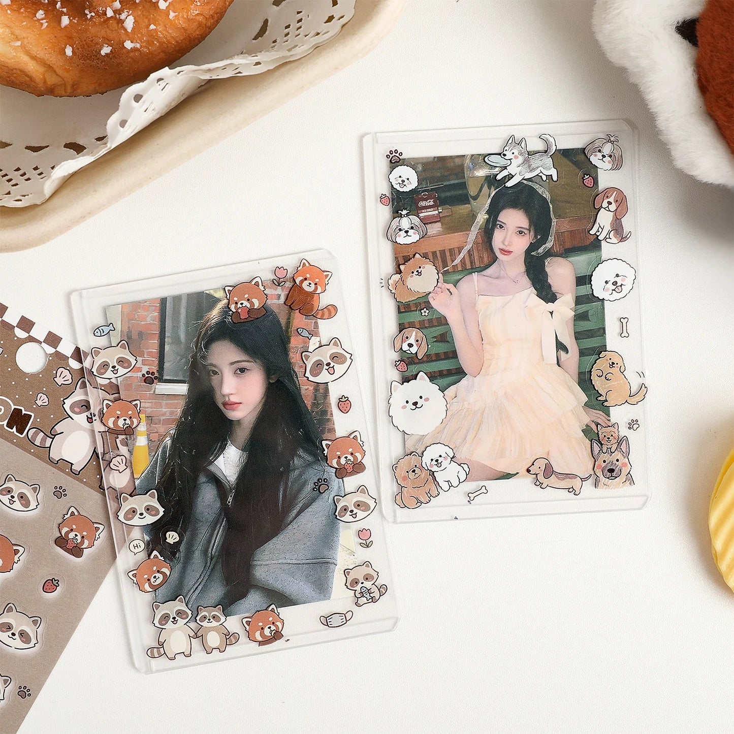 1 Sheet Kawaii Pet Clear PET Sticker, Mini Dog Cat Panda Rabbit Waterproof Strips for Scrapbook Journal DIY