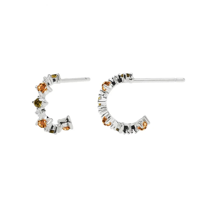 Cartilage 925 Silver Earrings Fashion C-shaped Zircon ear studs European American Geometric Piercing Earrings For Women Jewelry
