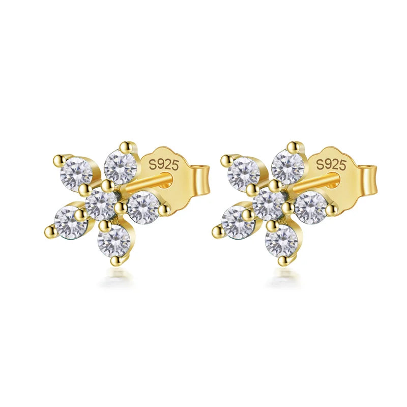TrustDavis Real 925 Sterling Silver Fashion Flower Colour CZ Stud Earrings For Women Daughter Girls Birthday Gift Jewelry DF247