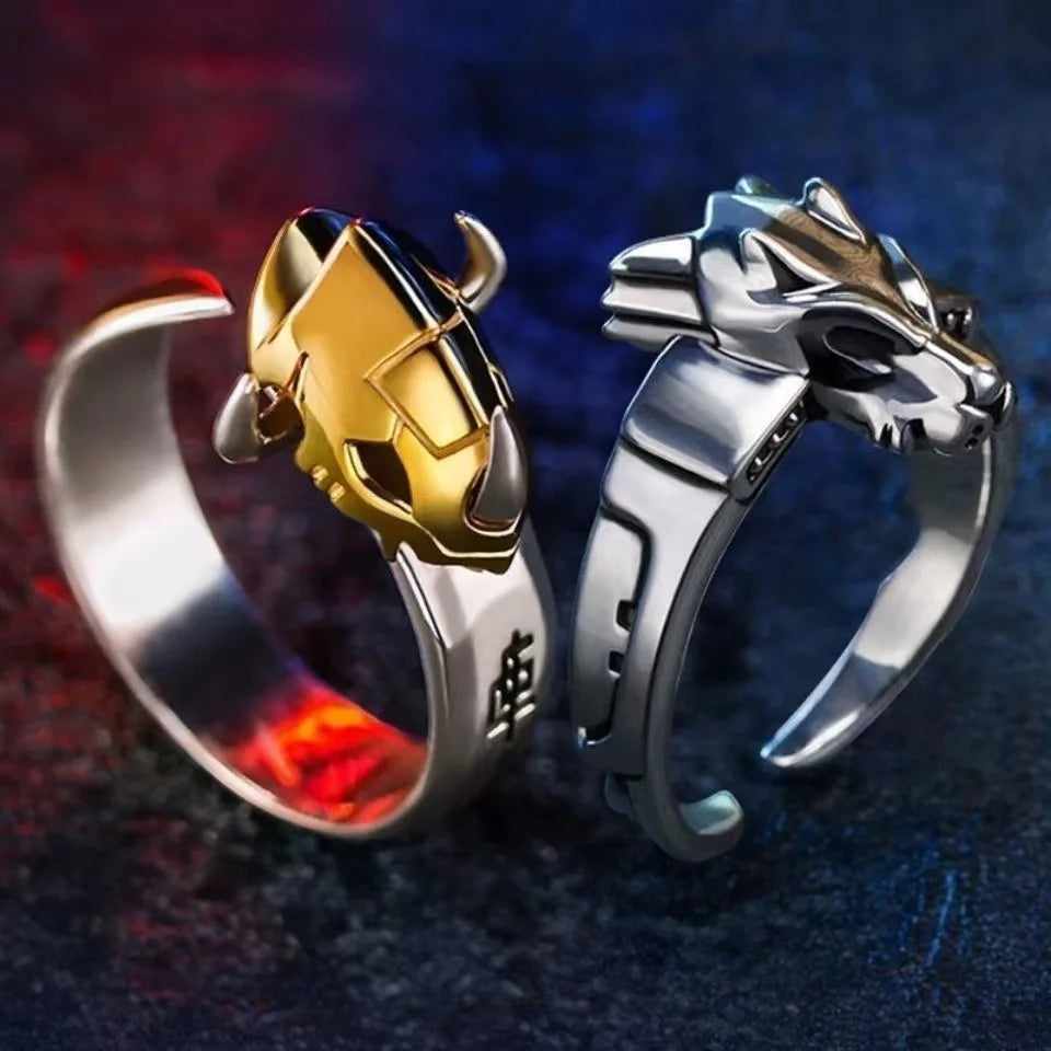 2pcs/set Anime Digital Monster Ring Garurumon Cosplay Adjustable Opening Angel Angewomon Rings Accessories Gifts