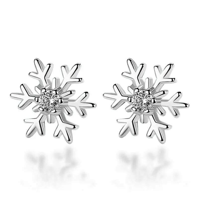 Wholesale 925 Silver Needle Christmas Tree Snowflake Earrings Dangle Women Jewelry Xmas Earring