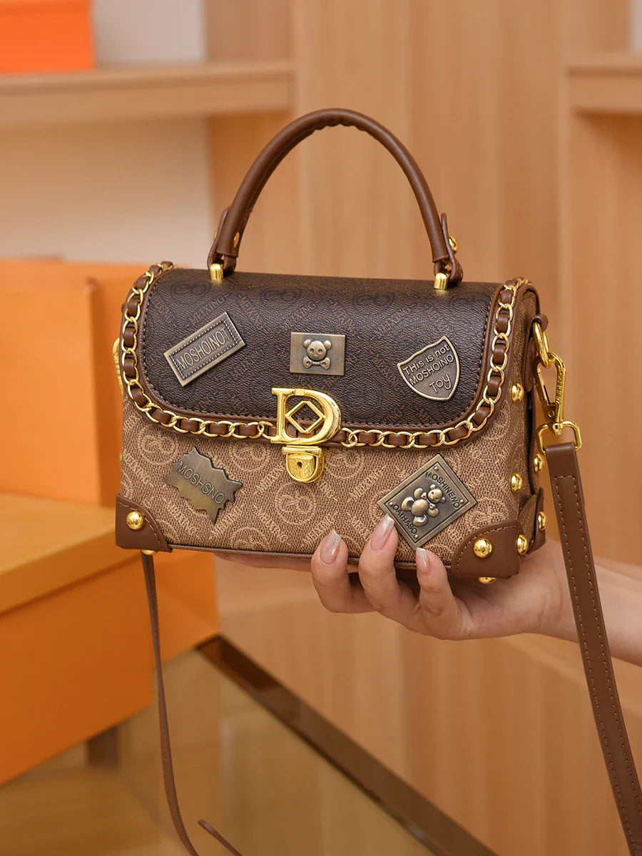 Women's Retro PU Leather Shoulder Bag Fashion Chain Handbag Crossbody for Daily Use