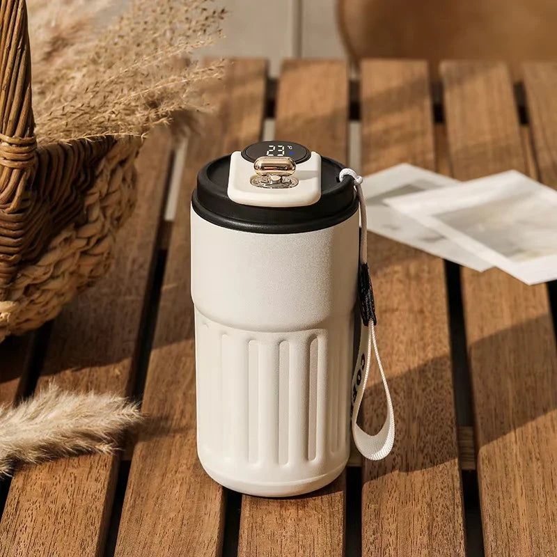 Intelligent Digital LED Temperature Display Coffee Cup, Stainless Steel Thermos Bottle, Keeps Cold and Heat Mug.