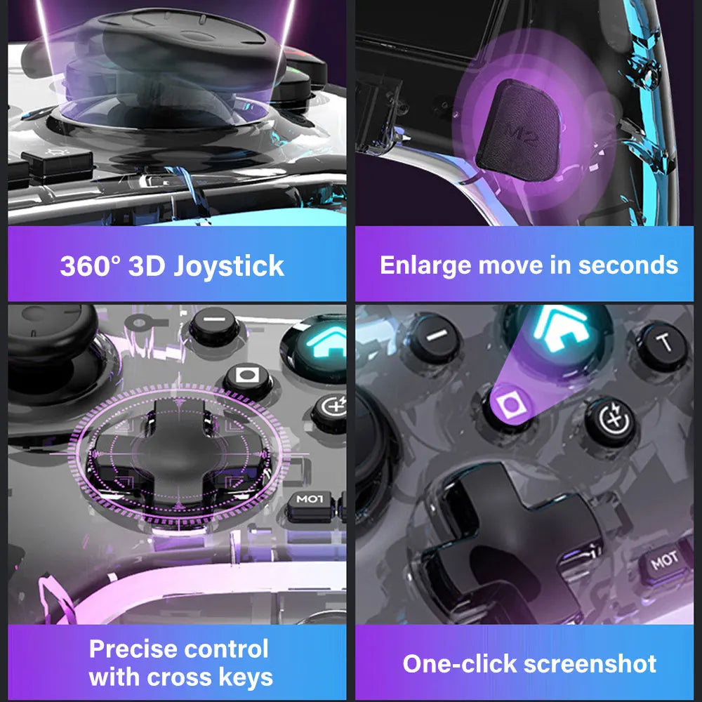 Wireless Game Controller,Ergonomic RGB Light effect Bluetooth Gaming Controller for Switch, PS3 PS4, iPhone,Android Phone,PC