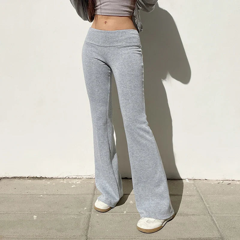 Low Waist Fashion Hip Hop Casual Tight Stretch Flare Pants Sweatpants Women