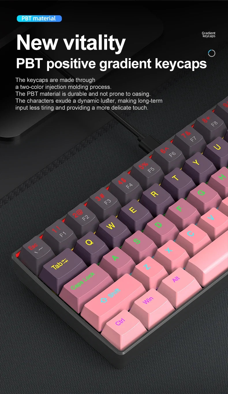 Mechanical keyboard and mouse set, 60% Portable Mini Wired Keyboard and Mouse combos, 61 Keys Phantom RGB keyboard and mouse kit