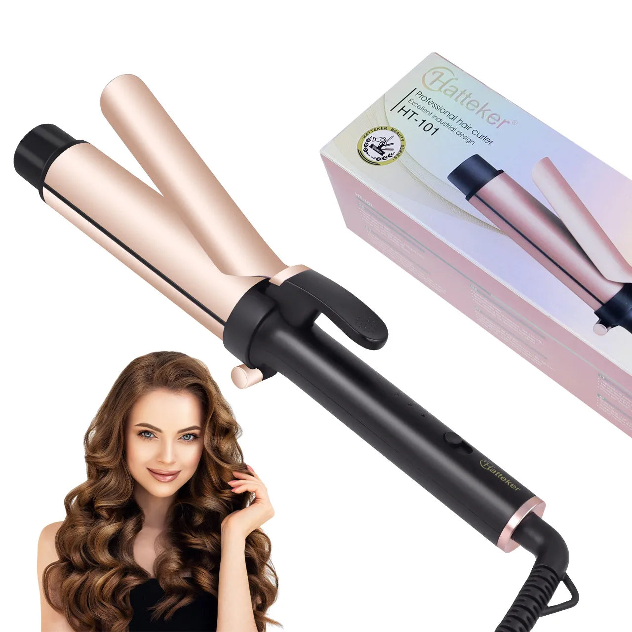 Hatteker 36mm Large Curling Iron Wave Hair Setter for Bangs And Home Use Egg Roll Hair Styler Compact Size for Easy Handling