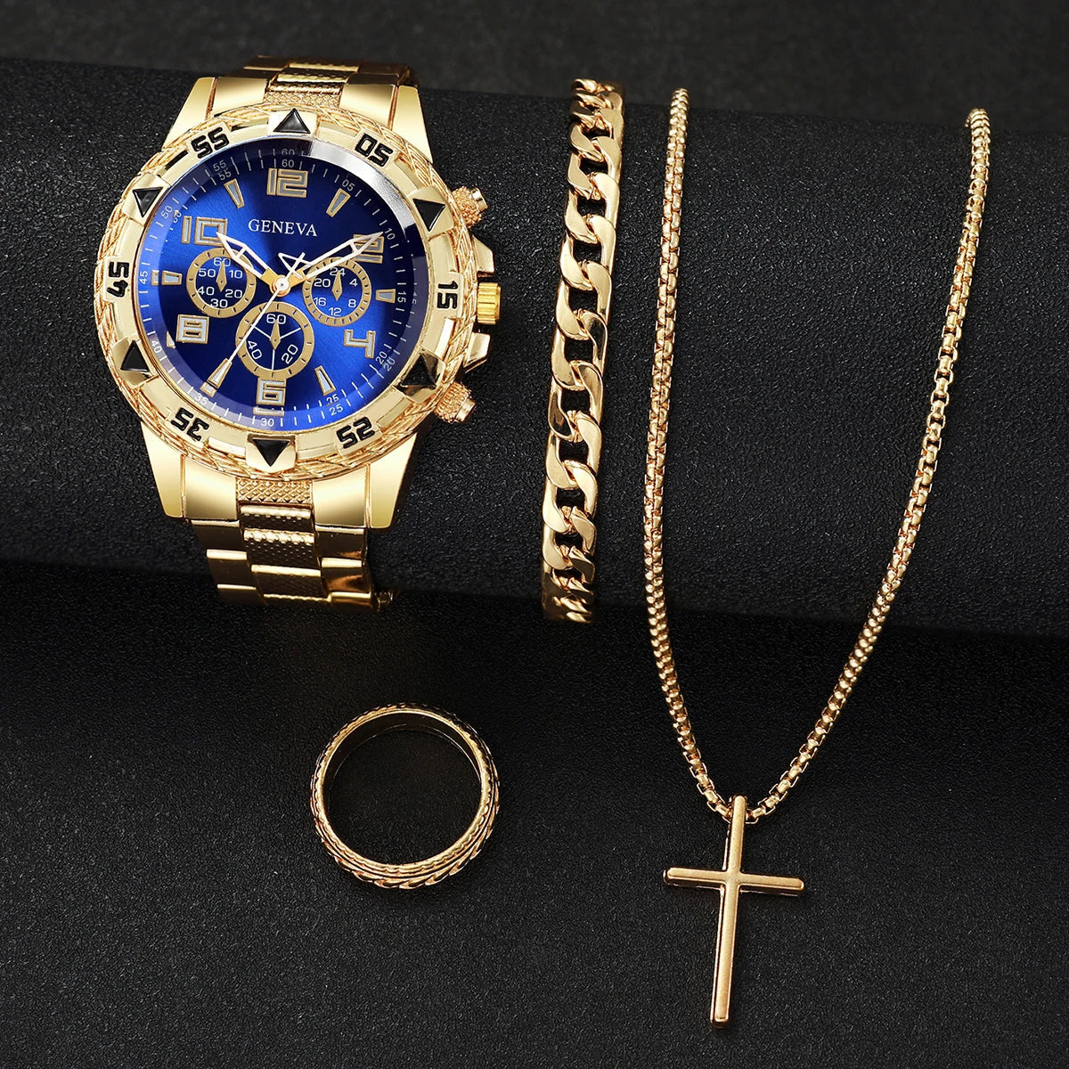 Surprise Mystery Watch Set Blind Box-4PCS/Set Fashion Men Business Watch Quartz Wristwatch Jewelry Set Reloj Hombre（Without Box）