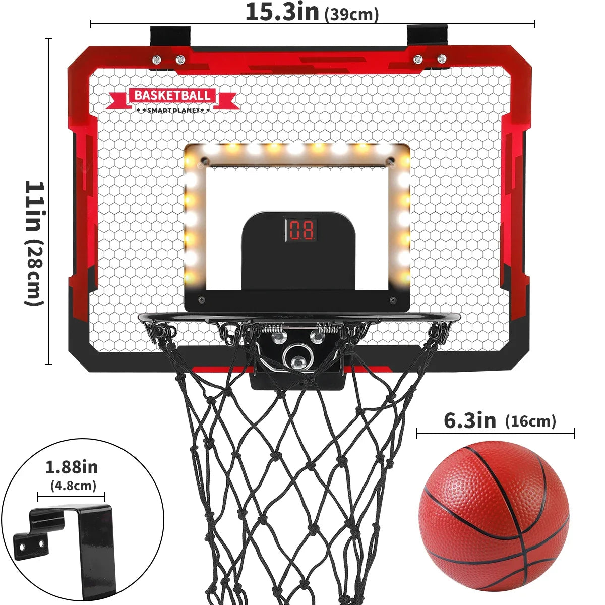 MQUDUO Door Mounted Mini Basketball Hoop Set with 3 Balls, Padded Backboard and Foldable Rim for Dorm Room Basketball Challenge
