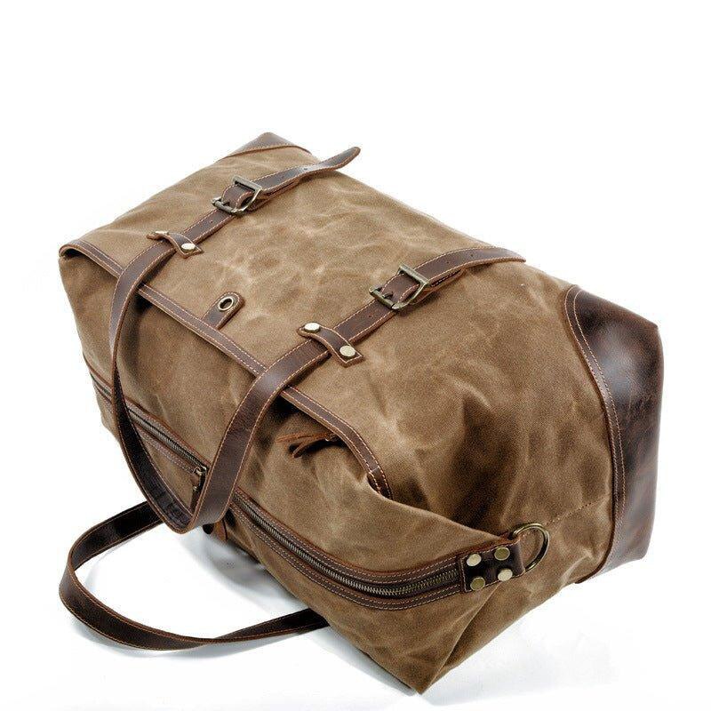 Vintage Leather Canvas Carry On Shoulder Handbag for Women Overnight Weekender Bag for Travel XM69