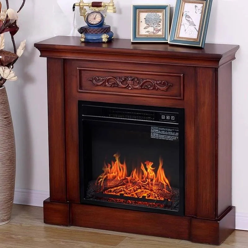 Natural Wood Living Room Fireplace Rustic  Decoration