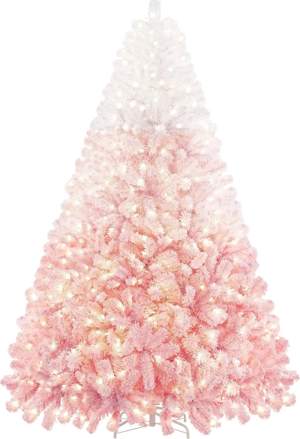6ft Pre-lit Artificial Christmas Tree with Incandescent Warm White Lights, Snow Flocked Full Prelighted Xmas Tree