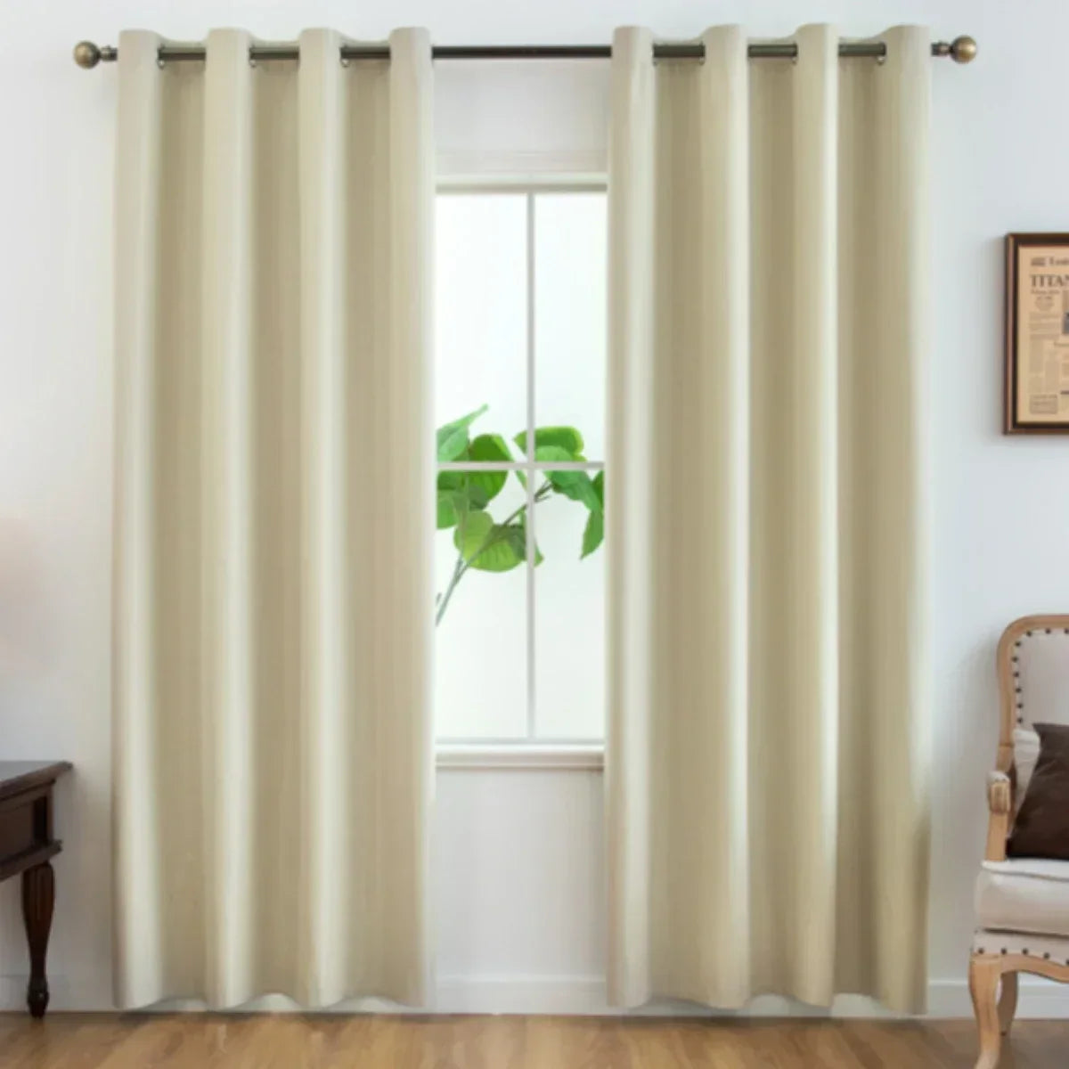 2pcs Modern Blackout Curtains - UV Protection, Heat-Resistant, Light-Blocking Drapes.
