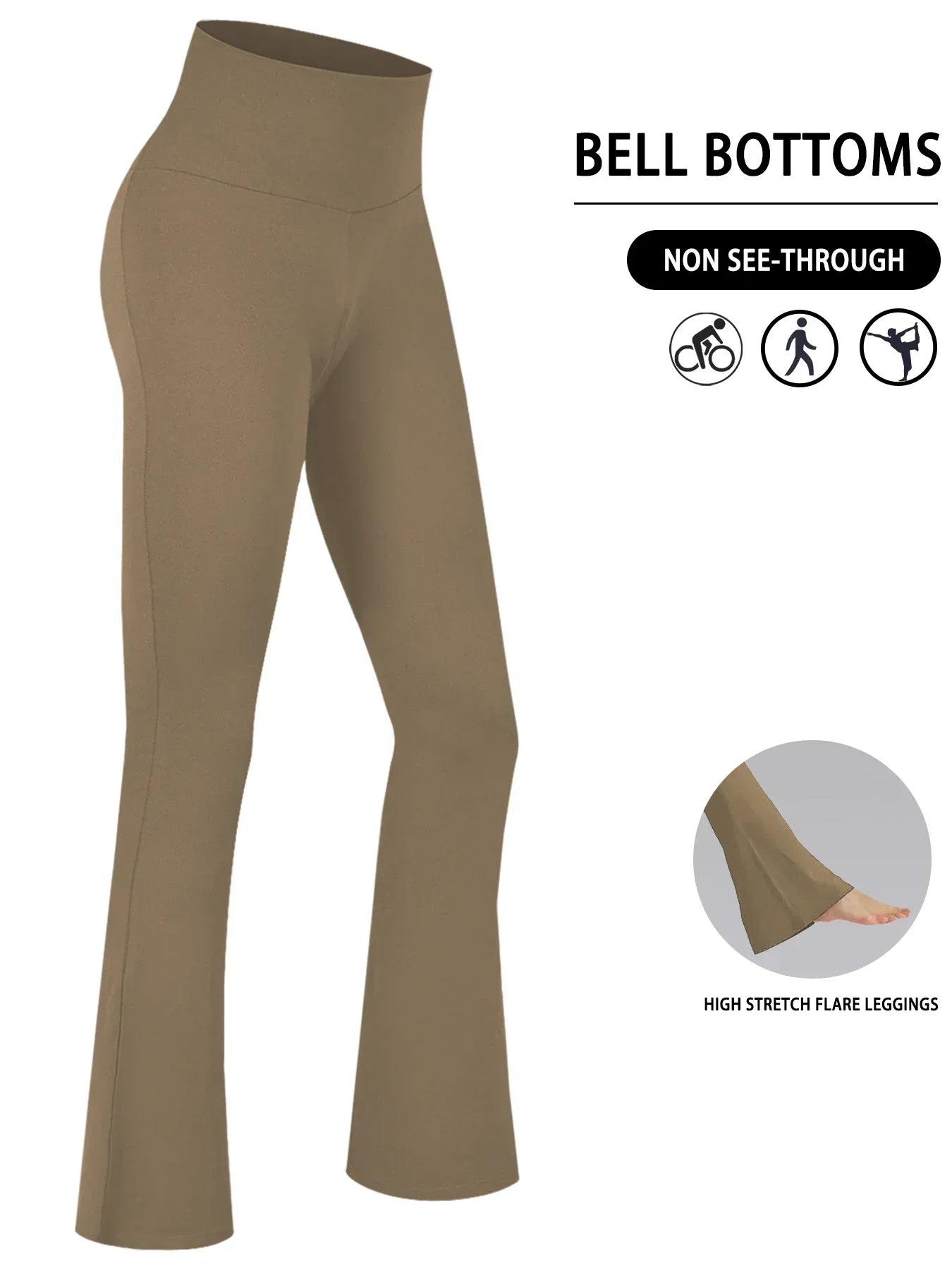 Plus Size Women's Super Soft High Waisted Flare Pant, Soft Bootleg Bell Bottoms.