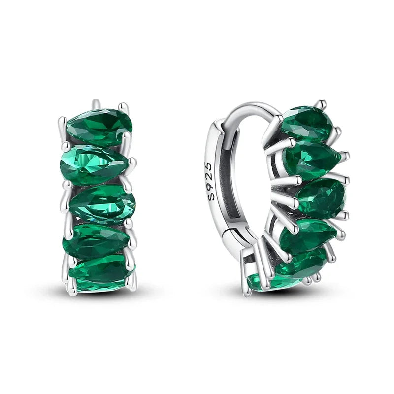 Romantic Heart Shapen Girl Earrings 925 Silver Rainbow Heart Hoop Earring Silver Jewelry Gift