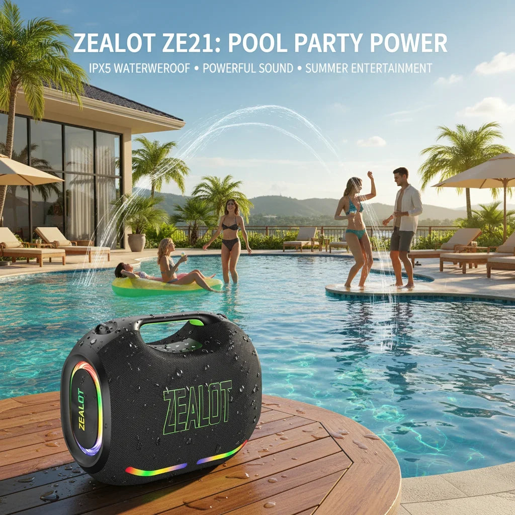 ZEALOT-ZE21 400W Big Power Wireless Bluetooth Peaker Outdoor Portable 48000mAh Long Battery With RGB Color Lights TWS Subwoofer High Volume Waterproof Bluetooth Speaker