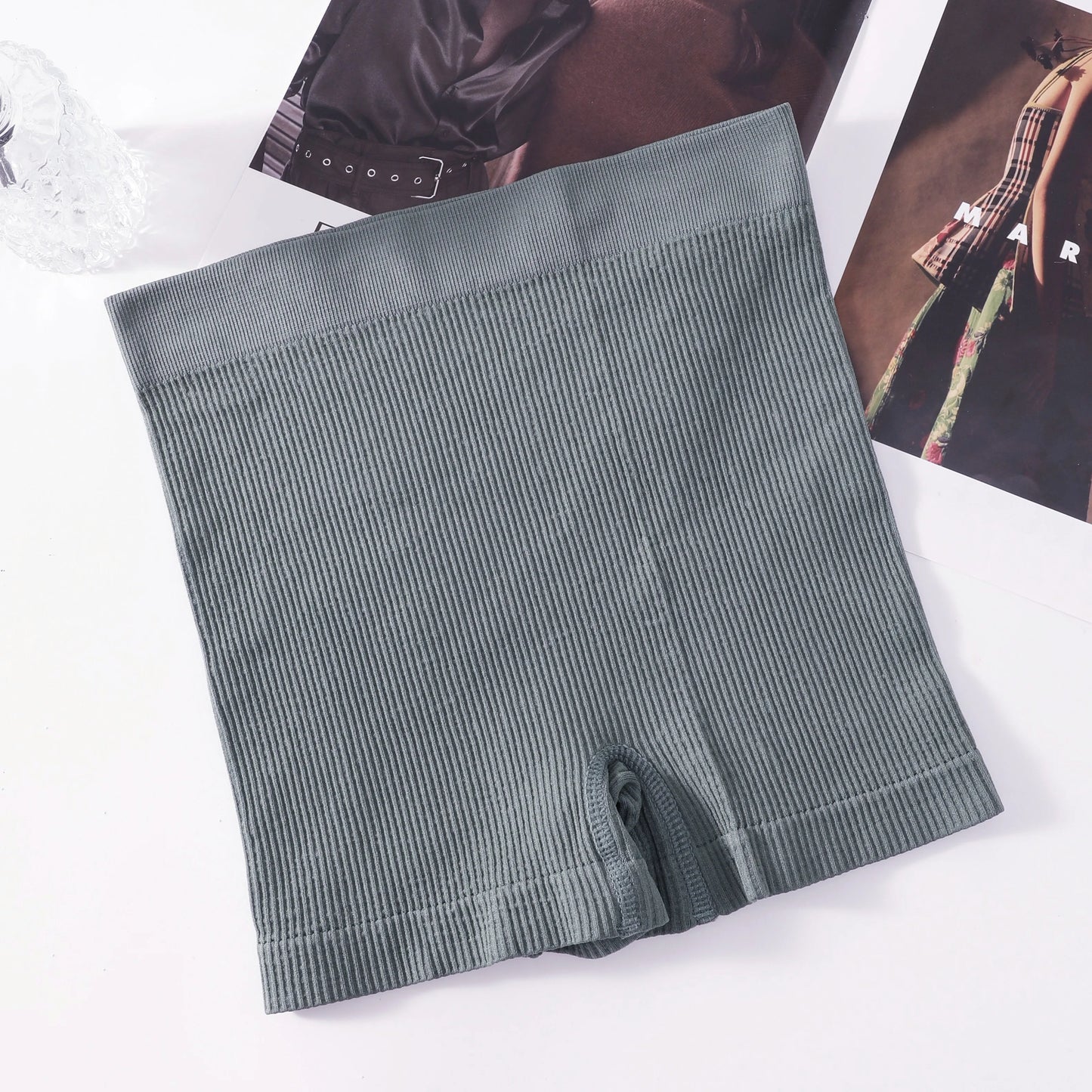 1Pc Women Boyshort Panties Ribbed Seamless Underwear Mide Rise Panties Breathable Safety Short Pants Female Sports Intimates