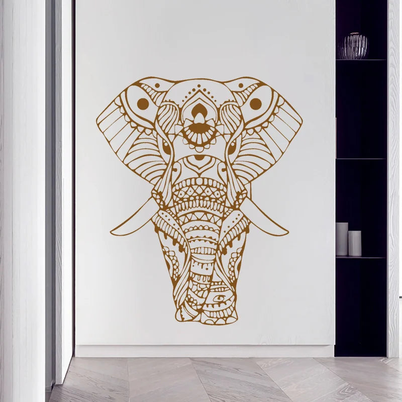 Mandala Yoga Ornament Indian Buddha God Elephant Wall Stickers Vinyl Home Decor Living Room Bedroom Decals Removable Mural M613