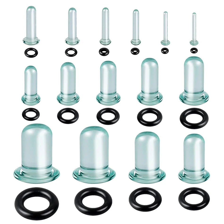 2pcs Glass Ear Gauges Stretching Kit Short Taper Expander 1.6-16mm