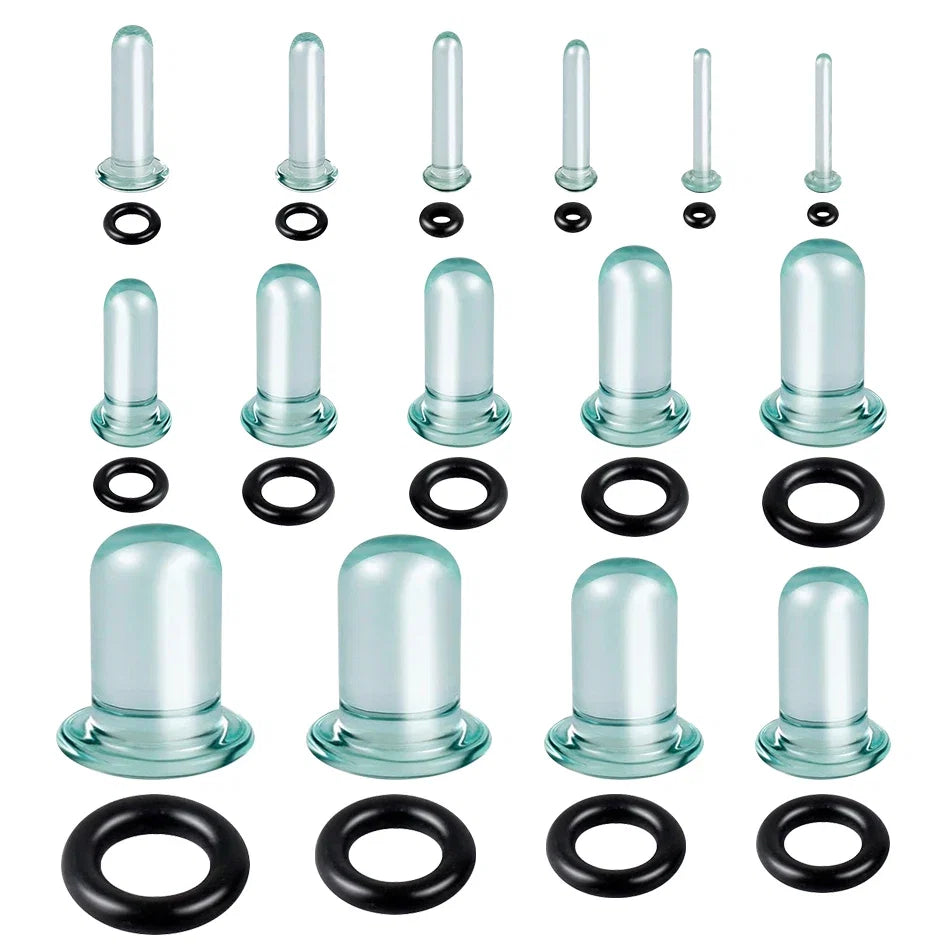 2pcs Glass Ear Gauges Stretching Kit Short Taper Expander 1.6-16mm