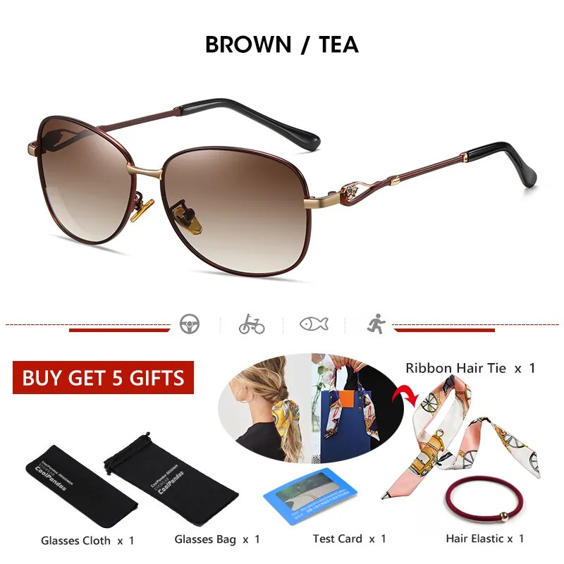CoolPandas 2022 New Style Women's Sunglasses Gradient Polarized Lens Luxury Design Ladies Elegant UV400 Lunette De Soleil Femme