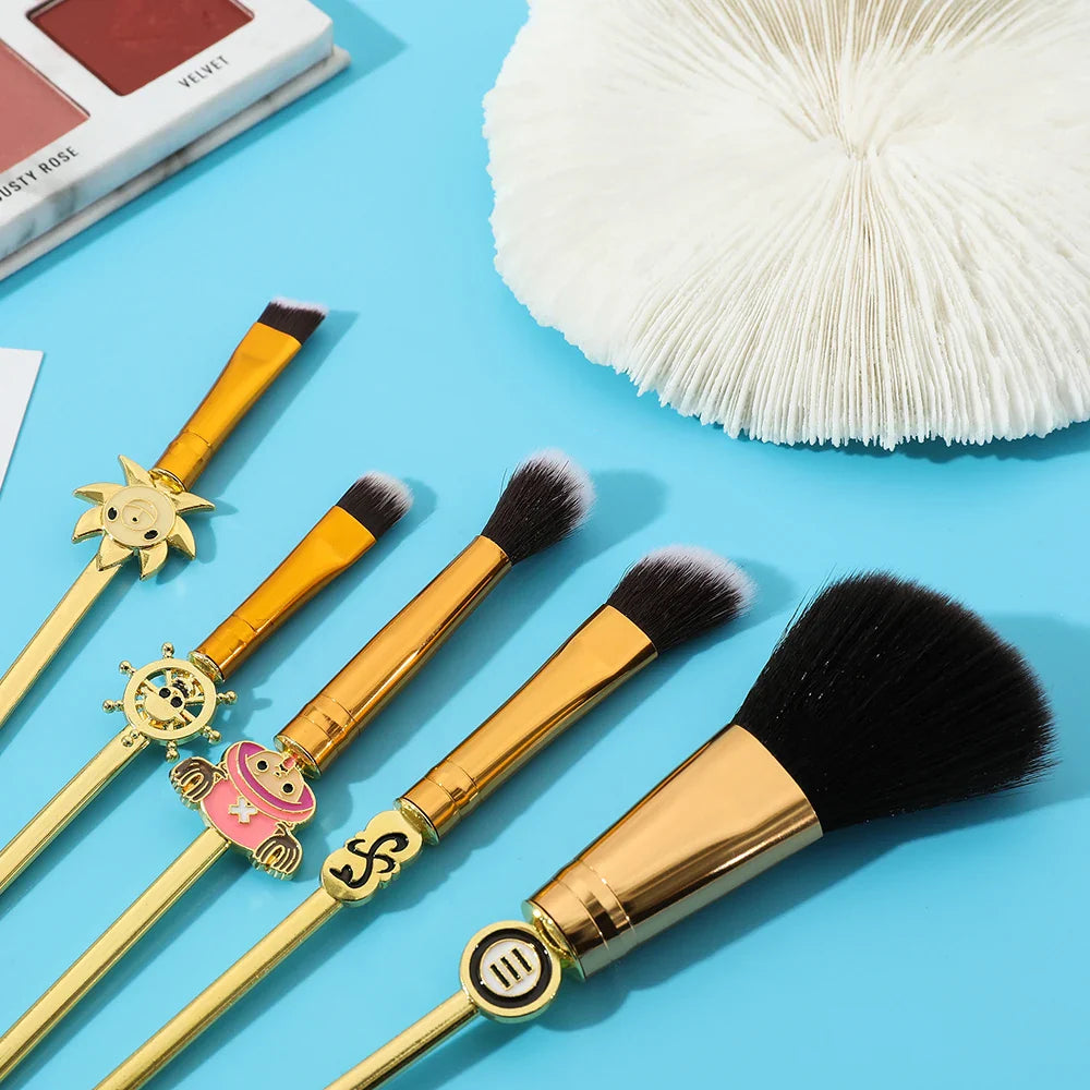 5pcs/set Anime ONE PIECE Tony Tony Chopper Cartoon Magic Wand Makeup Brush Metal Handle Cosplay Makeup Tools With Velvet Bag
