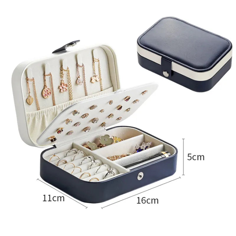 2022 Portable Jewelry Box Jewelry Organizer Display Travel Jewelry Case Boxes Button Leather Storage Zipper Jewelers Joyero