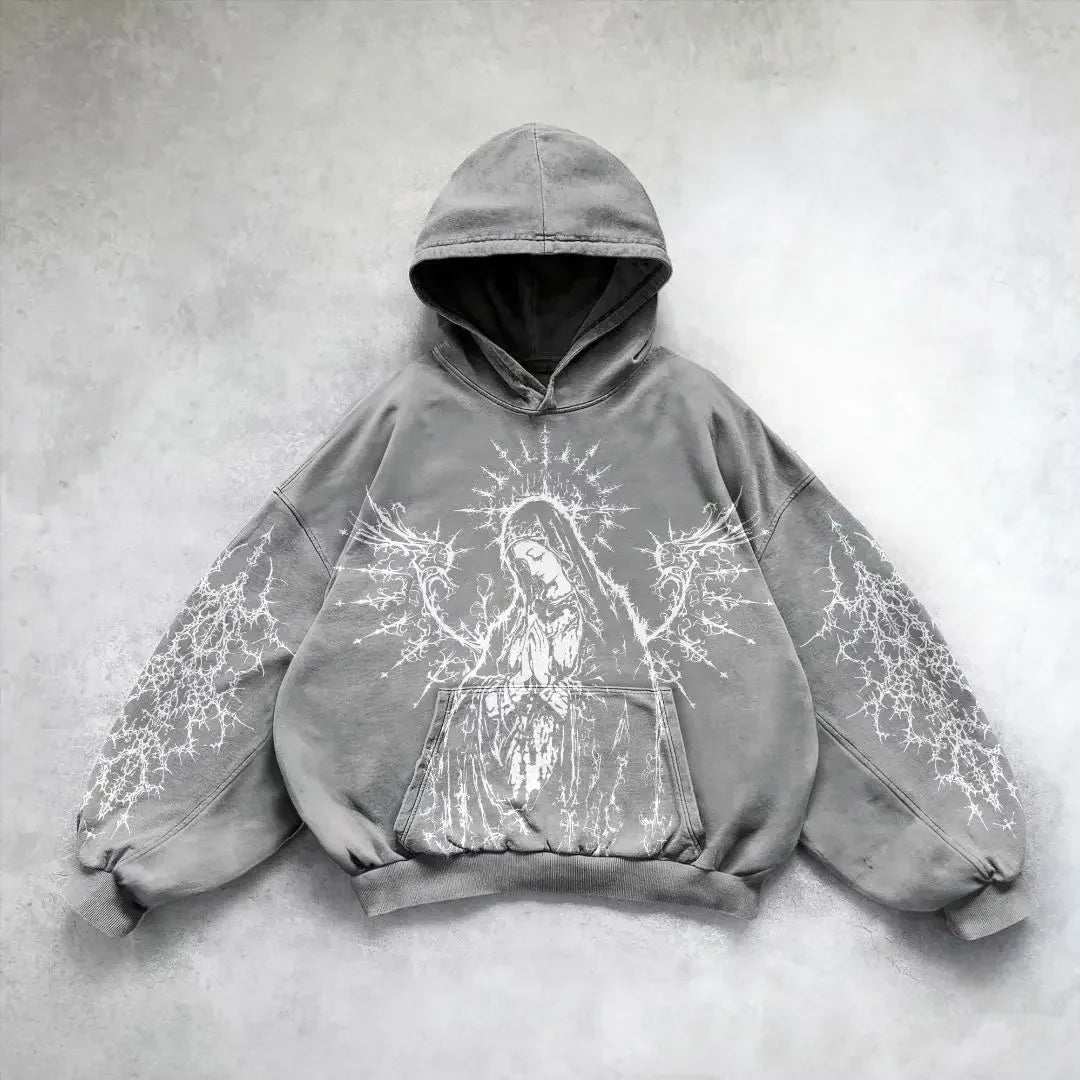 New goth streetwear sweatshirt hoodie demon girl print harajuku y2k tops oversized goth hoodies women couples gothic clothes