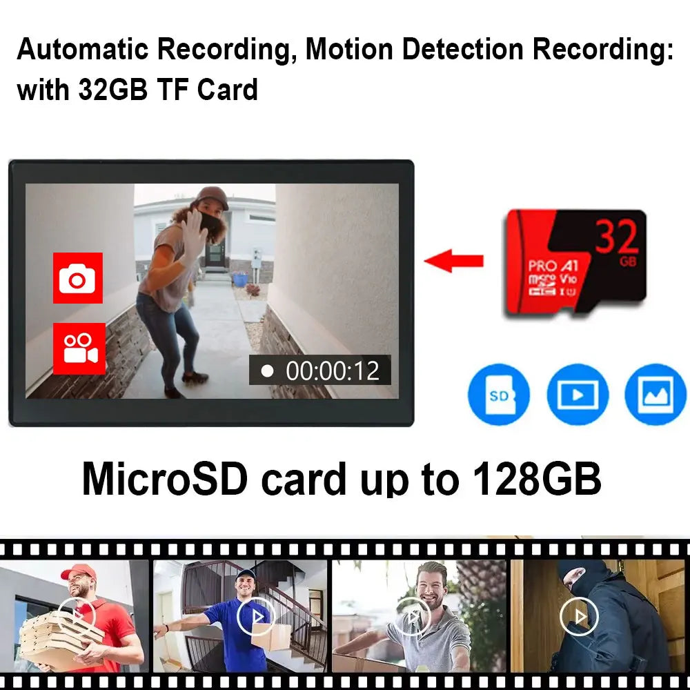Tuya Wifi Smart Home Video Door Phone Video intercom 1080P 10inch Touch Monitor 2-Wires Doorbell Door Camera Security System