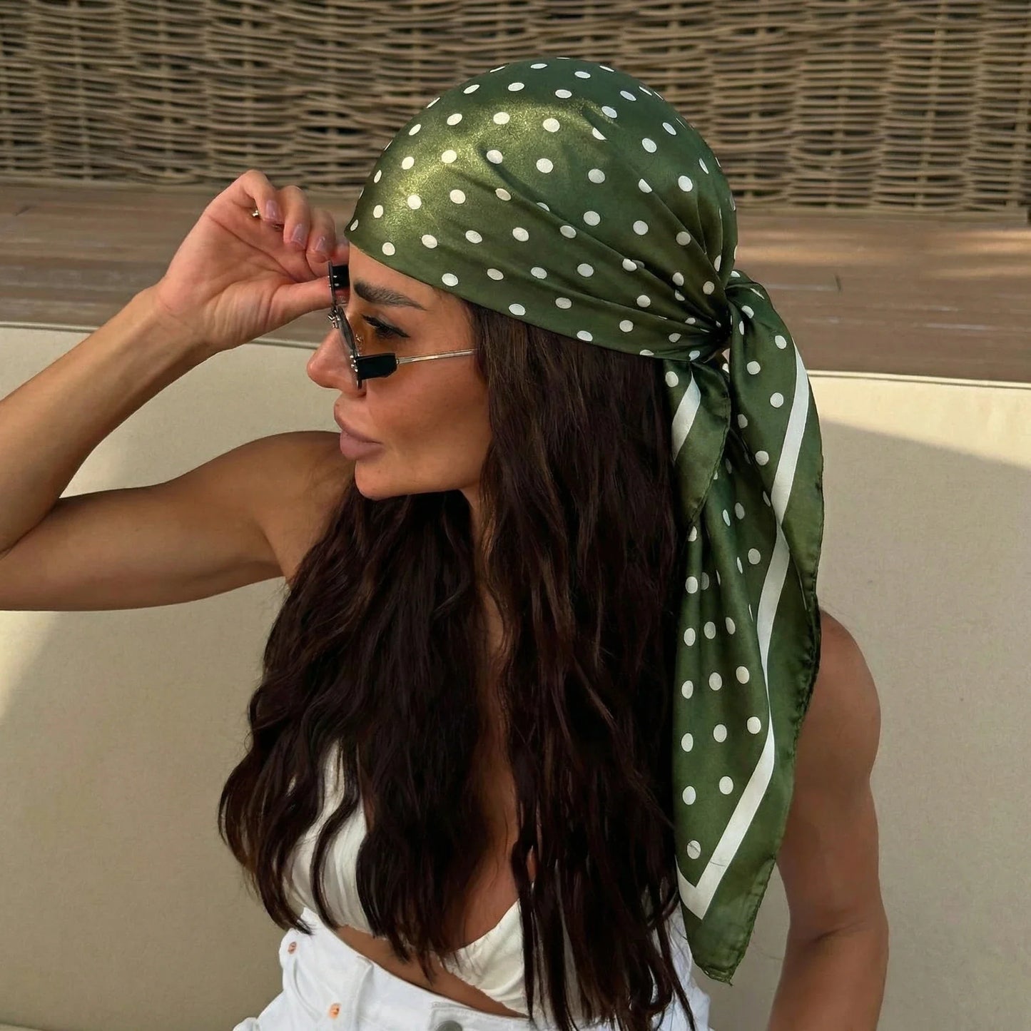 2026 Dot Print Square Scarf For Women Silk Shawl Neckerchief Female Hair Bands Head Wraps Headband Foulard Satin Hijab Bandana