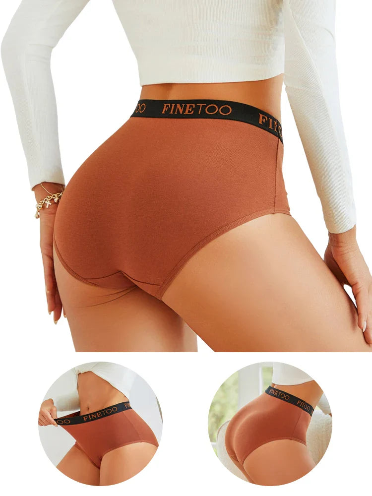 FINETOO 5PCS Cotton Seamless High Waist Underwear, Women's Belts Panties Low Waist, Plus Size Lingerie New.