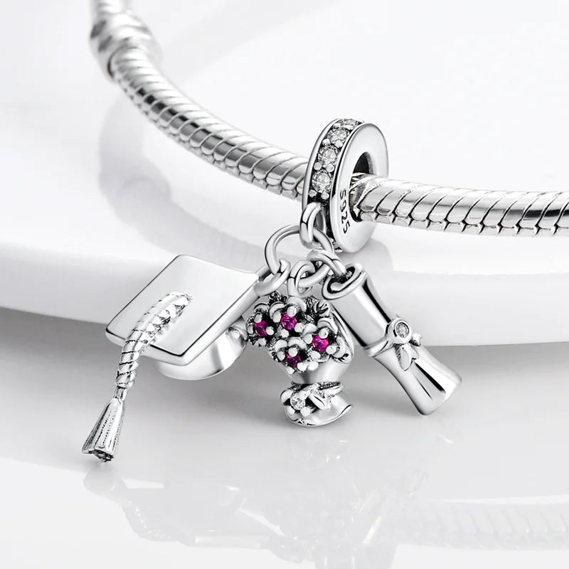 2026 Hot Sale Charms Bead 925 Sterling Silver Pink Butterfly Luminous Firefly Dangle Fit Bangle Bracelet Necklace DIY Jewelry
