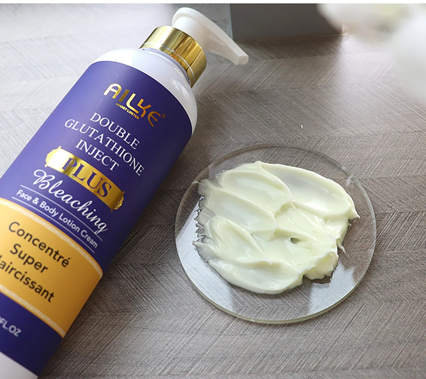 AILKE Double Glutathione Plus Moisturizing Hydrating Body & Skin Whiten Lotion, Bleaching Lotion for Women & Men With Pump