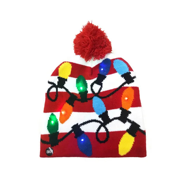 LED Christmas Hat Creative Flashing Led Light Knitted Hat Snowman Winter Warm Color Knitted Cap Christmas Gift
