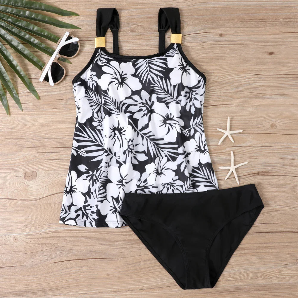 2023 New Summer Ladies Sexy Tankini Two Piece Swimsuit High Waist New Design Printing Beachwear Women's High Waist Swimsuit