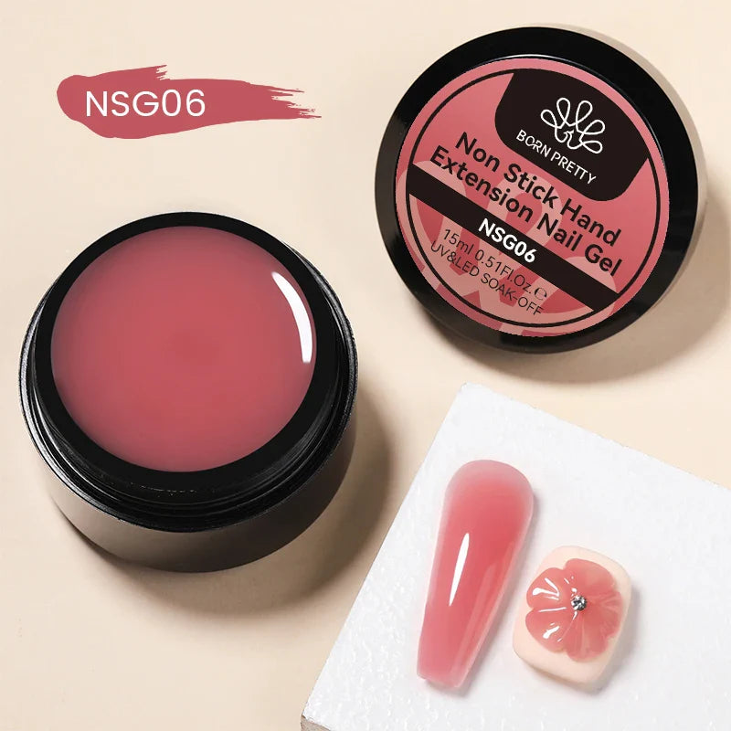 BORN PRETTY Non Stick Hand Solid Extension Nail Gel Polish Clear Pink Nude Aurora Luminous 3D Modeling Carving Nail  Gel