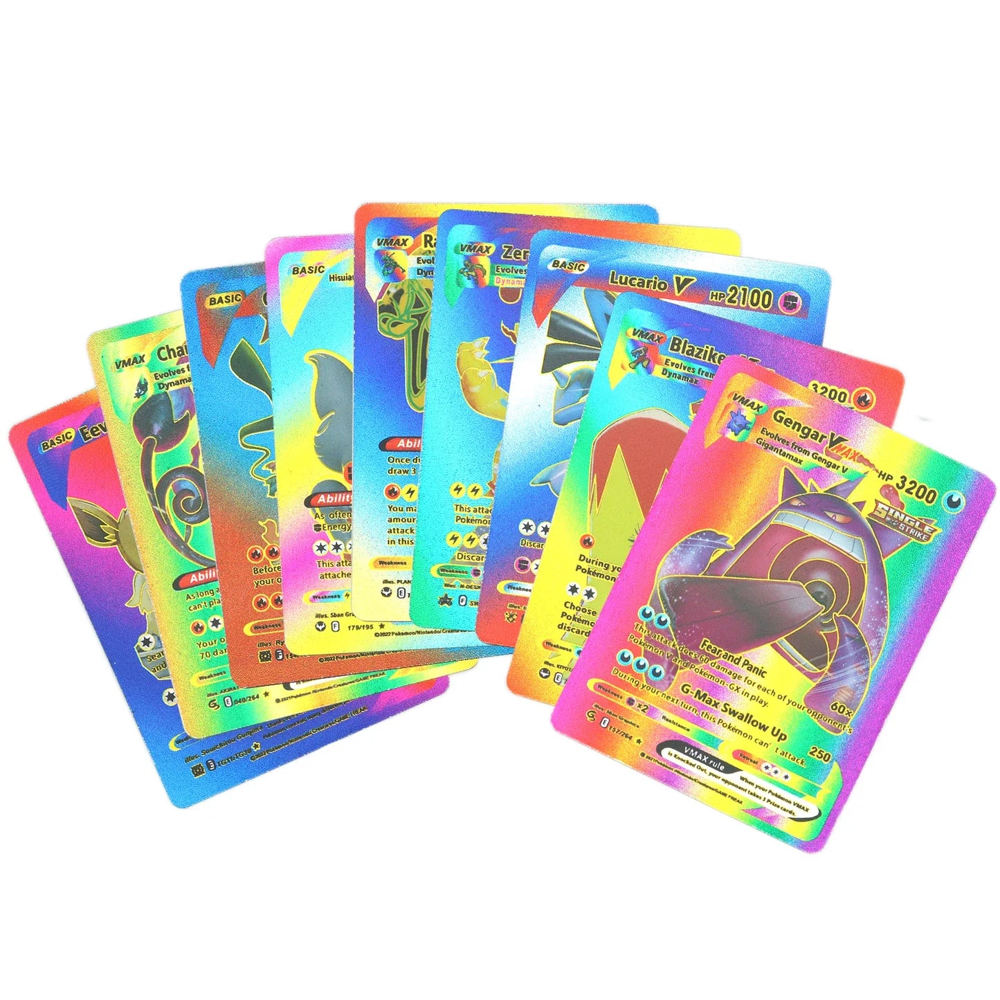 110-27Pcs Pokemon Gold Foil Card VMAX GX VSTAR Cards English French German Spanish Charizard Pikachu Arceus Silver Pokemon Cards