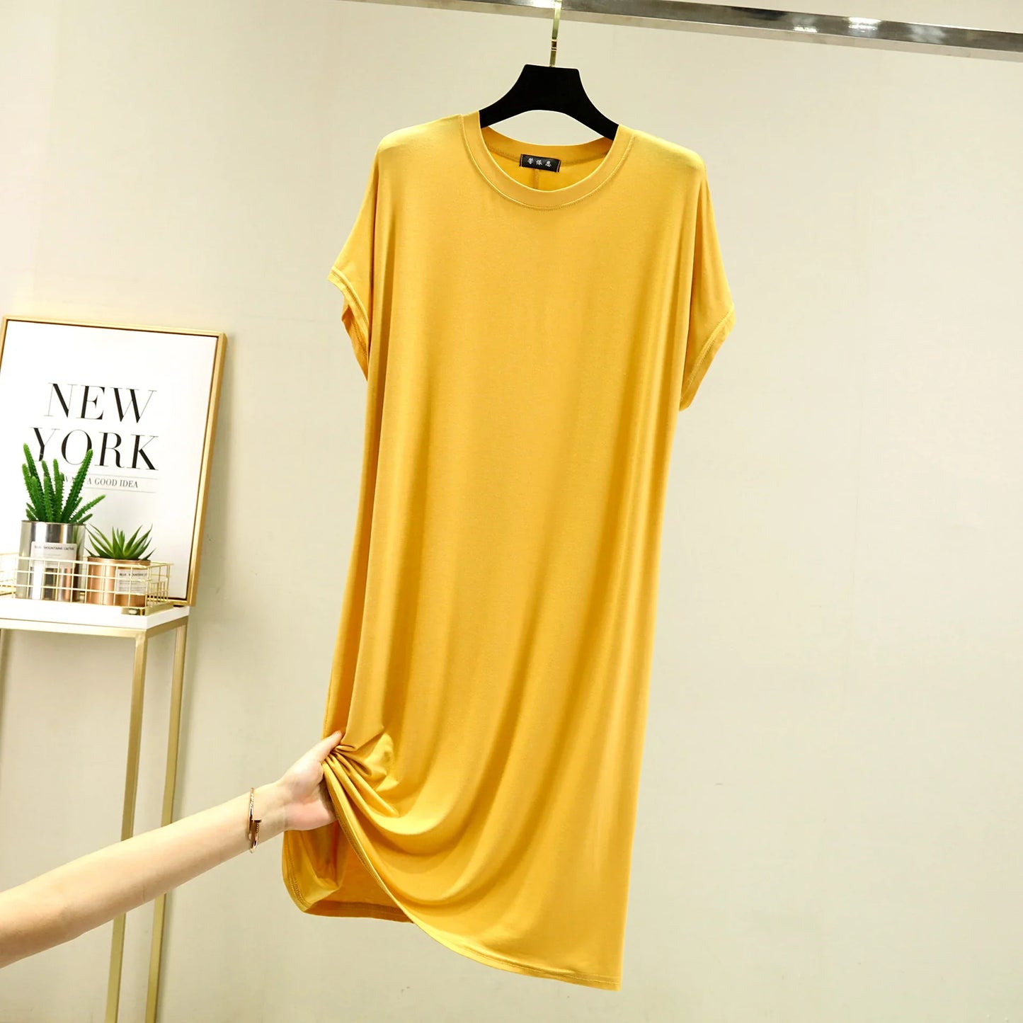 Summer Women's dress Causal Basic T shirt dresses O-Neck Short sleeves Modal A-Line sundress Simple plus size