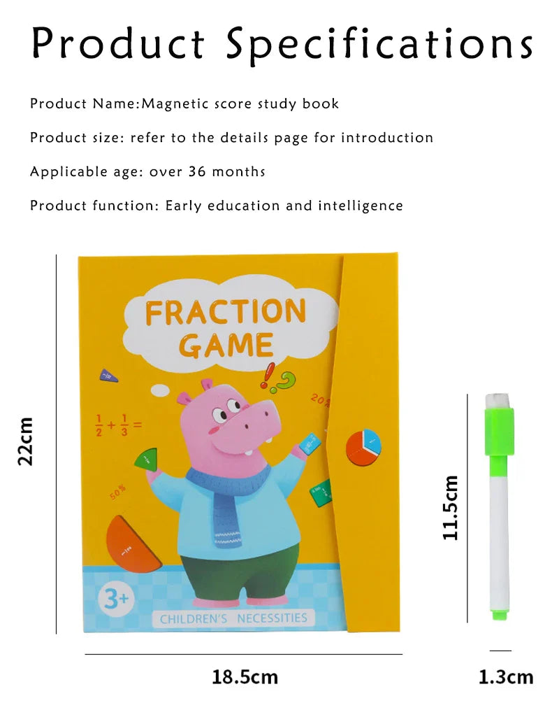 Magnetic Fraction Learning Nuclear Denominator Cognition Addition and Subtraction Operation Demonstration Lower Grade Teaching