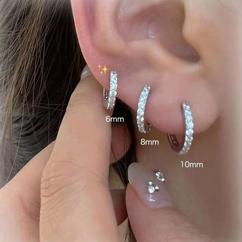 New 925 Sterling Silver Circle Zirconia Earrings Charm Personality Simple Style Earrings Birthday Gift For Women's Fine Jewelry