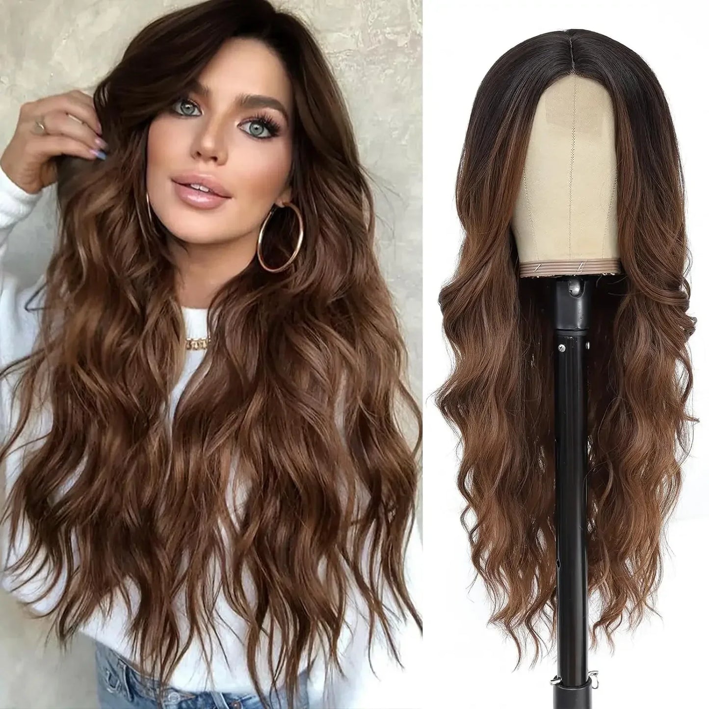 Tereshar Heat Resistant Synthetic Wig for Halloween Christmas Black Long Body Wave Lace Front Wigs for Black Women