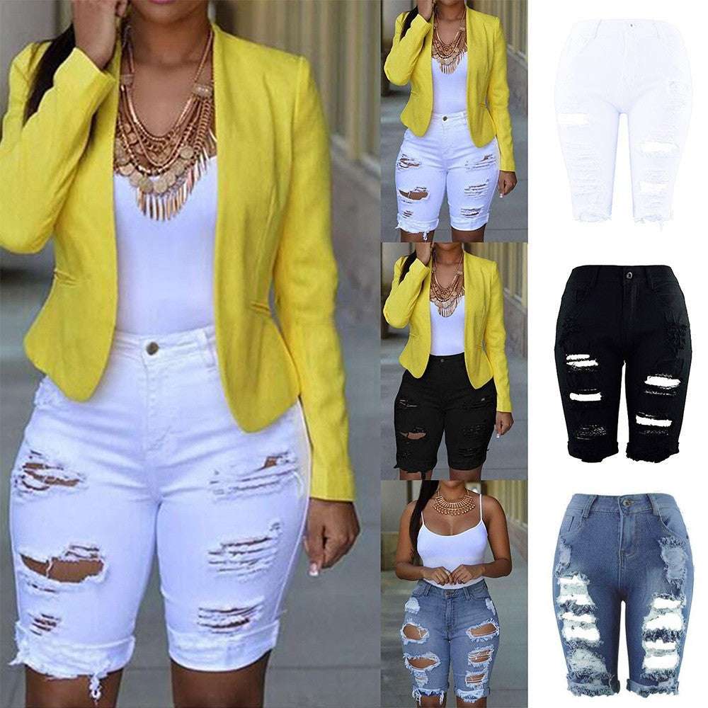 Denim Shorts Women Plus Size Destroyed Hole Leggings Short Pants Denim Shorts Ripped Jeans Jean Shorts For Womens Plus Size