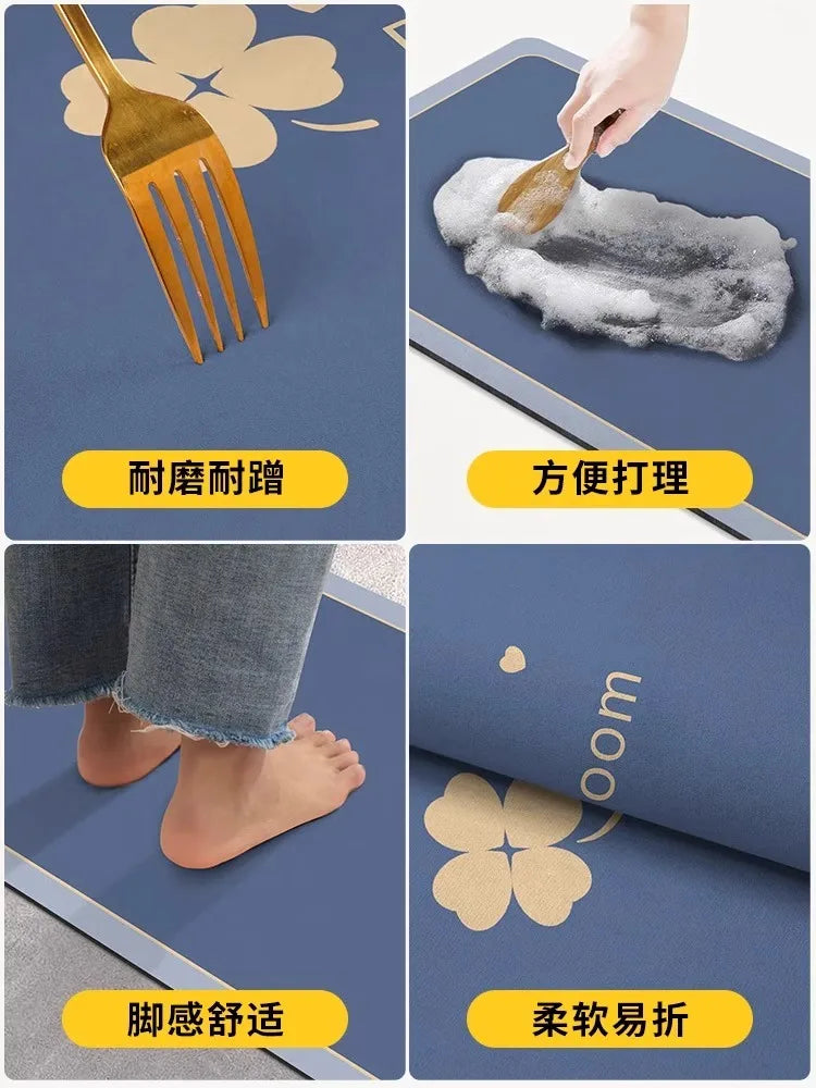 Bath Mats Bathroom  Anti Slip Floor Mat Quick Dry Shower Toilet Rug