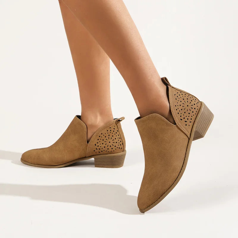 American Women's Short Boots British Style Pointed Toe Thick Heel Fashion Short Boots European Fashion Designer Platform Boots