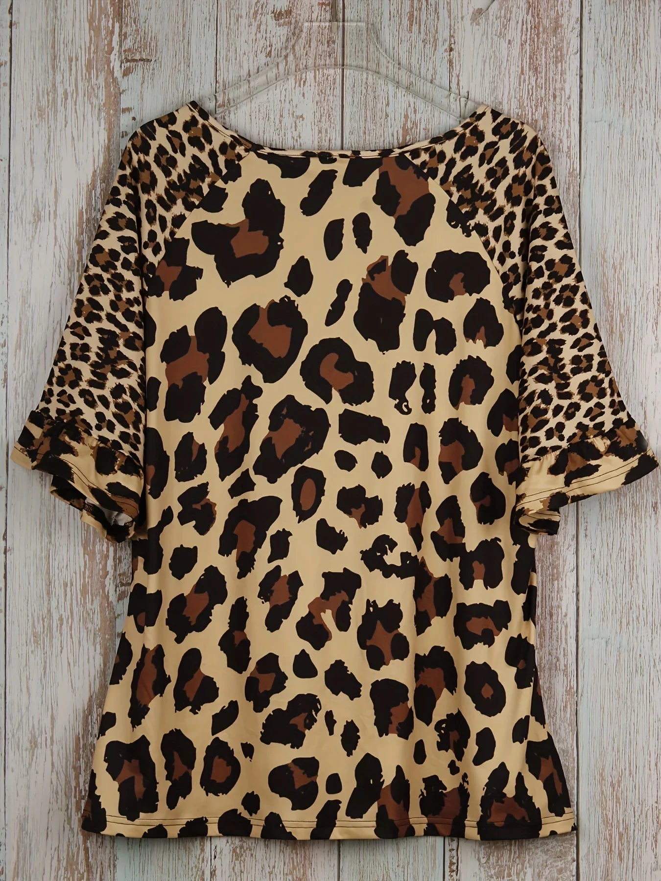 Plus Size Leopard Print T-Shirt Casual Short Sleeve Top For Spring & Summer Women's Plus Size Clothing