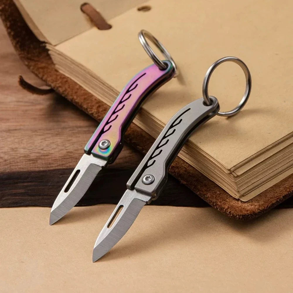 Titanium Alloy Mini Folding Knife for Outdoor Camping EDC Portable Unboxing Sharp Knife with High Hardness D2 Blade