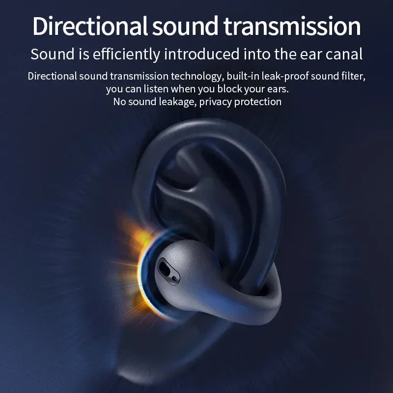 T75 Sport Bone-Conduction Bluetooth 5.3 Earphones HiFi Sound Wireless Headphones Earclip Waterproof Open Ear Headset Earring