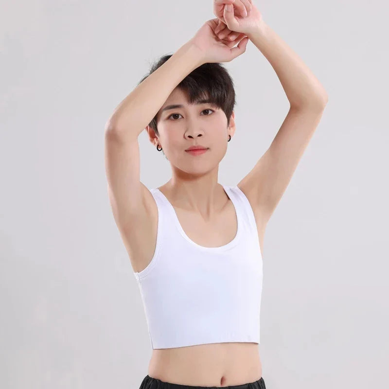 Women Flat Chest Binder, With Bandage Pullover Half Length Corset, Tank Top Lesbian Trans Underwear.