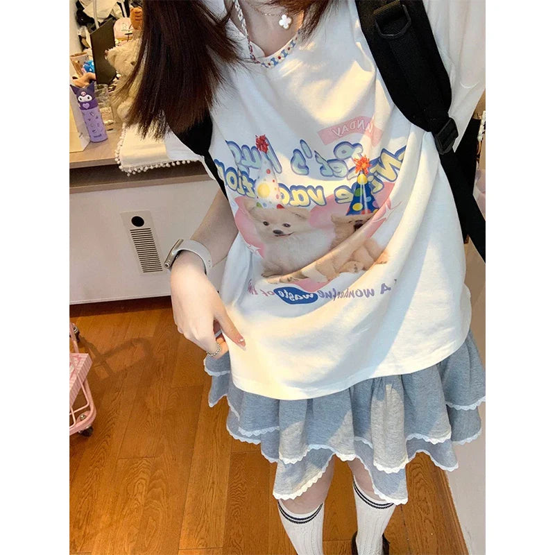 Summer Y2k Skirts Women's Clothes High Waist Lace A-line Jupe Fashion Sweet Saia Tunic Mini Skirt 2023 Faldas Mujer De Moda