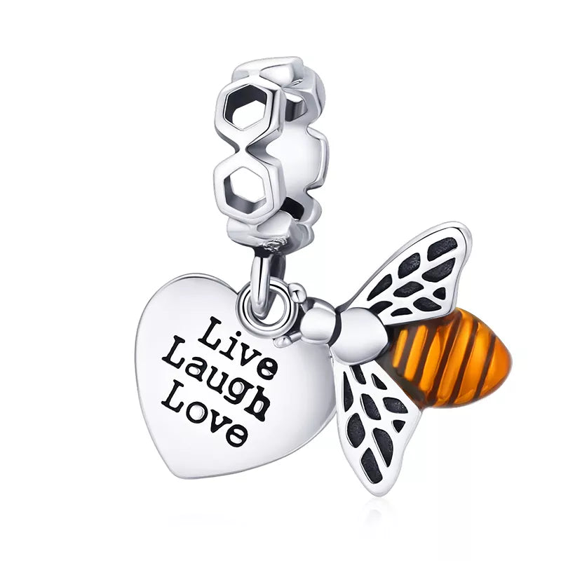 Bamoer 925 Sterling Silver Delicate Bee Series Charm Beads Silver Bumblebee Pendant fit for Silver Bracelet & Bangle DIY Gift